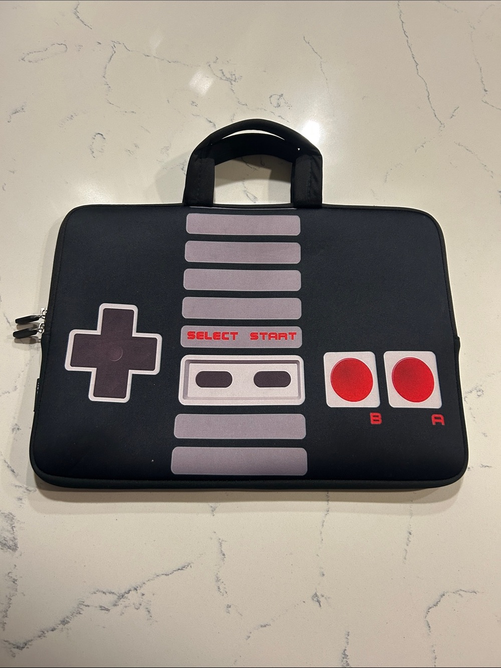 Retro Game Controller Laptop Sleeve - Black with Gray & Red Accents